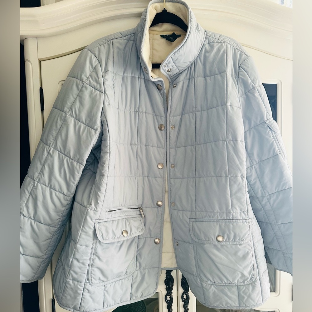 EUC Lauren Ralph Lauren Snap Front Lightweight Quilted Field Jacket/Barn Coat 2X